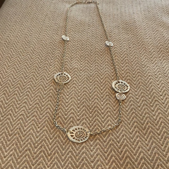 Silver Necklace with Various Sized Circle Designs - Picture 3 of 3